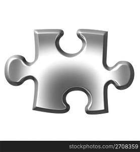 3d silver puzzle piece isolated in white