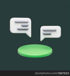 3d simple chat discussion template icon isolated illustration on pastel dark background. Hight quality realistic 3d render. 3d simple chat discussion template icon isolated illustration on pastel dark background. Hight quality 3d render