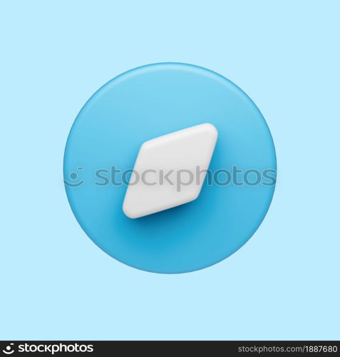 3d simple compass icon isolated illustration on pastel blue background. Hight quality realistic 3d render. 3d simple compass icon isolated illustration on pastel blue background. Hight quality 3d render