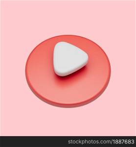 3d simple play video or audio icon isolated illustration on pastel red background. Hight quality realistic 3d render. 3d simple play video or audio icon isolated illustration on pastel red background. Hight quality 3d render