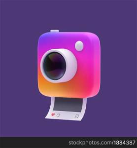 3d simple rainbow snapshot camera with lens on pastel background with clear shadow. Isolated hight quality 3d illustration. 3d render colorfull icon.. 3d simple rainbow snapshot camera with lens on pastel background with clear shadow. Isolated hight quality 3d illustration.