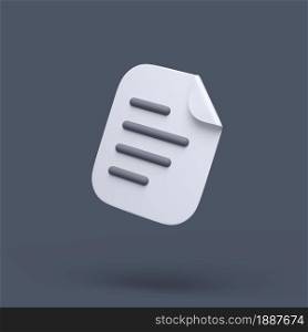 3d simple text file or blank icon with bent corner on grey pastel background. Hight quality 3d illustration or render.. 3d simple text file or blank icon with bent corner on grey pastel background. Hight quality 3d illustration.