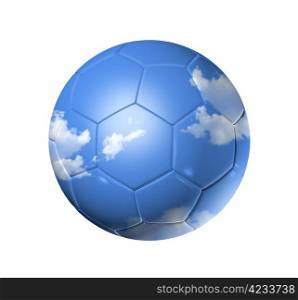 3D Sky on a soccer football ball - isolated on white with clipping path. Sky on a soccer football ball