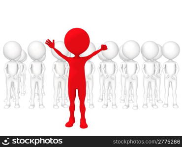 3d small people - volunteers. 3d image. Isolated white background.