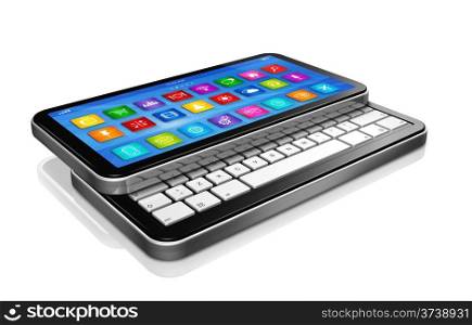 3D smartphone, Netbook - apps icons interface - isolated on white with clipping path