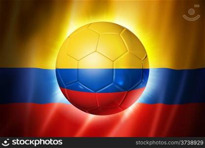 3D soccer ball with Colombia team flag, world football cup Brazil 2014