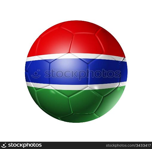 3D soccer ball with Gambia team flag. isolated on white with clipping path. Soccer football ball with Gambia flag