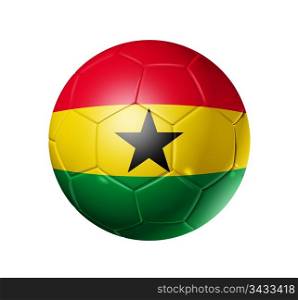 3D soccer ball with Ghana team flag, world football cup 2010. isolated on white with clipping path. Soccer football ball with Ghana flag