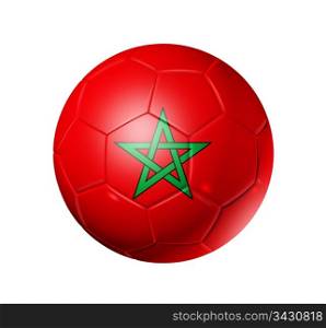 3D soccer ball with Morocco team flag. isolated on white with clipping path. Soccer football ball with Morocco flag