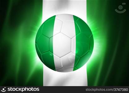 3D soccer ball with Nigeria team flag, world football cup Brazil 2014