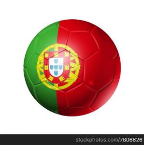 3D soccer ball with Portugal team flag, world football cup 2010. isolated on white with clipping path. Soccer football ball with Portugal flag