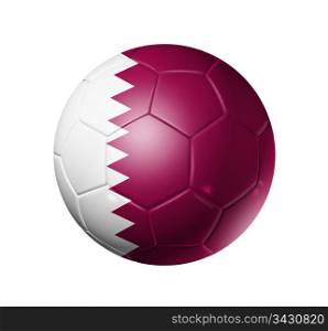 3D soccer ball with Qatar team flag. isolated on white with clipping path. Soccer football ball with Qatar flag