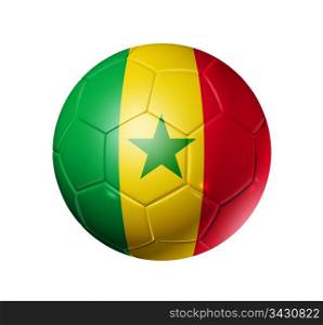 3D soccer ball with Senegal team flag. isolated on white with clipping path. Soccer football ball with Senegal flag