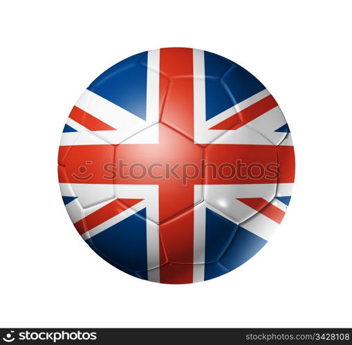 3D soccer ball with United Kingdom team flag, world football cup 2010. isolated on white with clipping path. Soccer football ball with UK flag