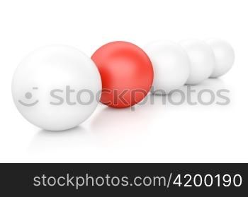 3d Spheres Isolated on White. Individuality and Leadership