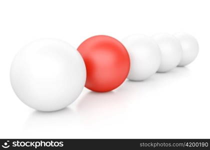 3d Spheres Isolated on White. Individuality and Leadership