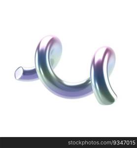 3d spiral holographic abstract shape. Glossy geometric primitives isolated with clipping path. Iridescent trendy design.. 3d spiral holographic abstract shape. Glossy geometric primitives isolated with clipping path. Iridescent trendy design
