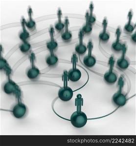 3d stainless colors human social network and leadership as concept