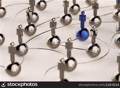 3d stainless human social network and leadership as vintage style