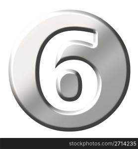 3d steel number 6 isolated in white