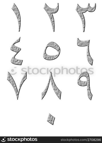 3d stone arab numbers isolated in white