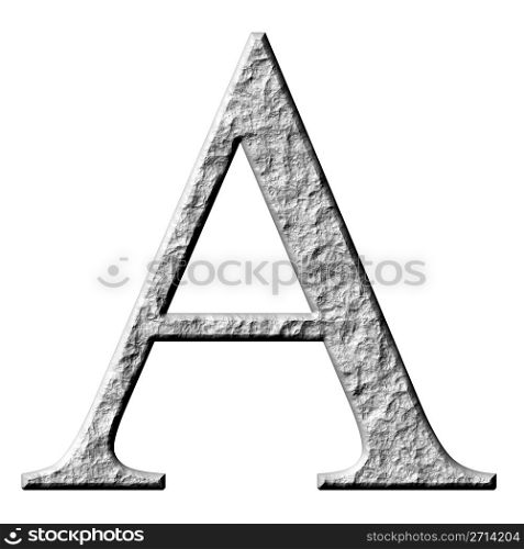 3d stone Greek letter Alpha isolated in white