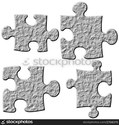 3d stone puzzle pieces isolated in white