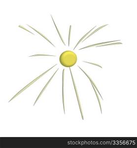 3D sun icon, isolated vector on white