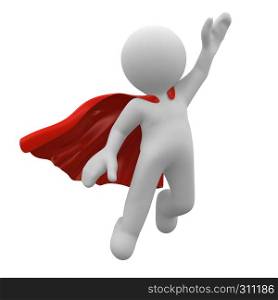 3d super hero with red cape