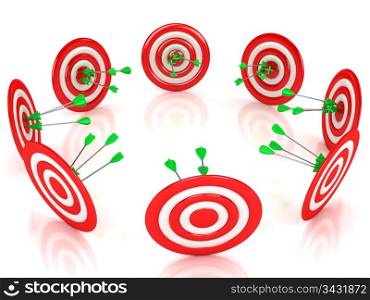 3d target with arrows over white background. Computer generated image