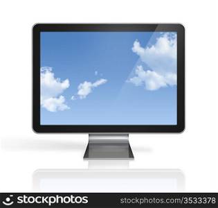 3D television, computer screen isolated on white with clipping path. 3D television screen