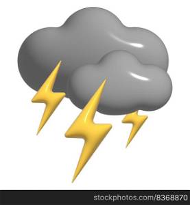 3D thunderstorm with lightning, grey cloud icon. 3d storm weather element isolated on a white background. Climate concept - soft cotton cartoon fluffy cloud. Render plastic shapes illustration. 3D thunderstorm with lightning, grey cloud icon. 3d storm weather element isolated on a white background. Climate concept - soft cotton cartoon fluffy cloud. Render plastic shapes illustration.