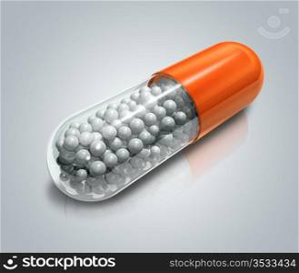 3D transparent capsule pill. capsule pill