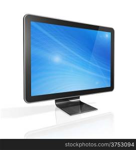 3D TV - Computer isolated on white with clipping path. HD TV - Computer