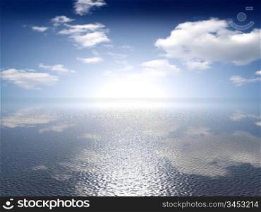 3d water lanscape sky reflect