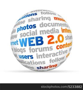 3d Web 2.0 Word Sphere on white background.