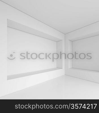 3d White Abstract Interior Design