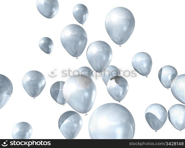 3D white air balloons isolated on white background. white balloons isolated