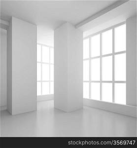 3d White Empty Room Interior