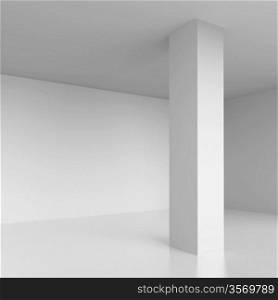 3d White Empty Room Interior