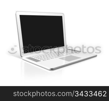 3D white laptop computer isolated on white with 2 clipping path : one for global scene and one for the screen. white Laptop computer isolated on white