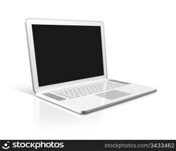 3D white laptop computer isolated on white with 2 clipping path : one for global scene and one for the screen. white Laptop computer isolated on white