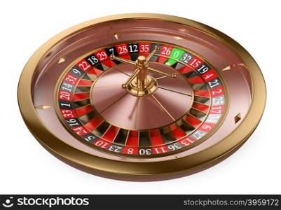 3d white people. 3D Casino roulette. Isolated white background.