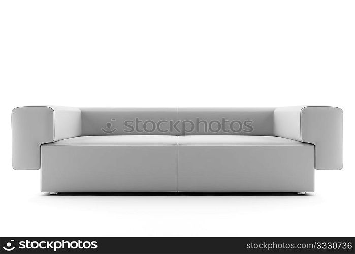 3d white sofa isolated on white background