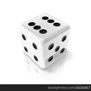 3D white win dice isolated on white. white win dice