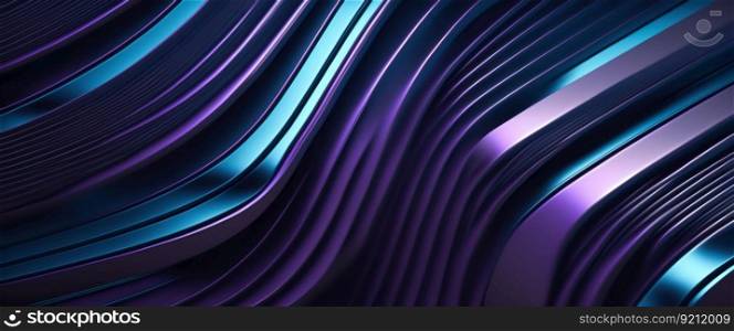 3D Widescreen Background in Modern Tech Style with Glowing Neon Geometric Shapes. Modern Tech Background