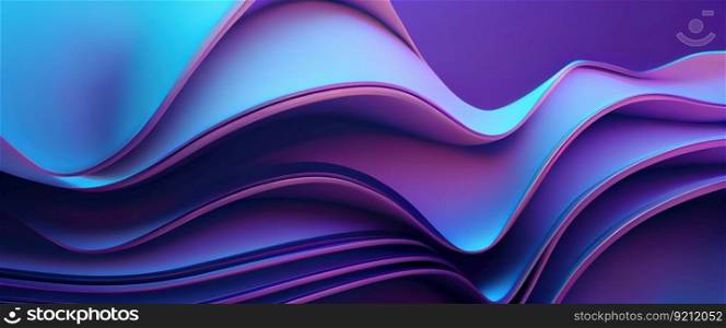 3D Widescreen Background in Modern Tech Style with Glowing Neon Geometric Shapes. Modern Tech Background