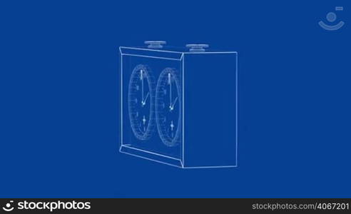 3D wire-frame model of analog chess clock