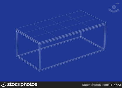 3d wire-frame model of coffee table