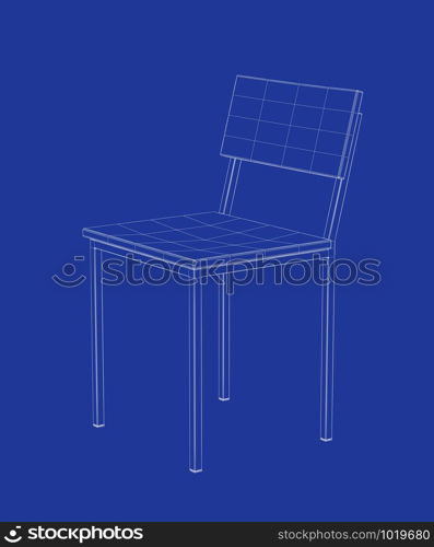 3d wire-frame model of dining chair